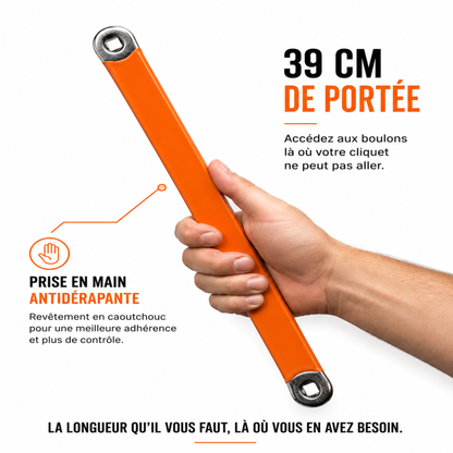 DeepReach™ – Rallonge 39 cm prise en main antidérapante pour accéder aux boulons inaccessibles